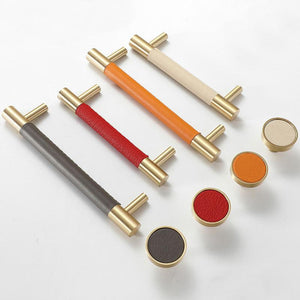 Solid Brass Round Cabinet Pulls & Knobs - Gold Finish for Cabinets - Round - Red / 1pc
