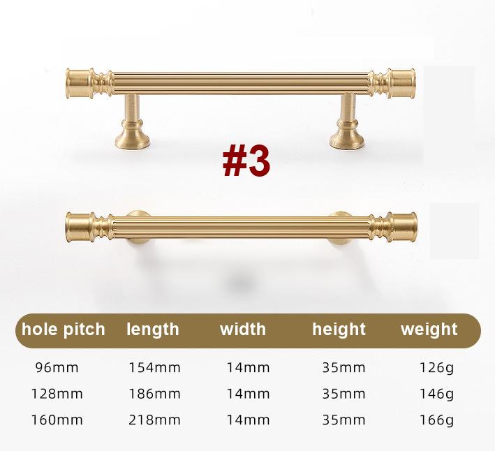 Luxury Neoclassical Bright Gold Cabinet Solid Brass Handles Fluted Detailing Gold Finish Dresser Drawers Wardrobes Kitchen Bathroom Cabinets