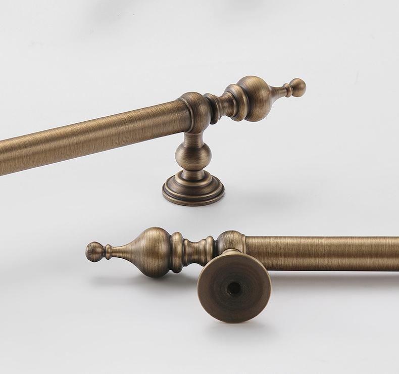 Antique Bronze Cabinet Solid Brass Handles Round Knobs Set Drawers Wardrobes Classic Vintage Style with Ornate Neoclassical Accents