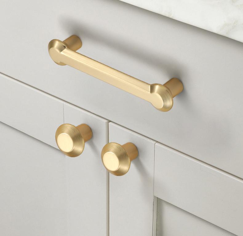 Modern Minimalist Gold Metal Cabinet Drawer Knobs And Pulls Dresser Kitchen Closet Wardrobe Furniture Art Deco Style Elegant Brushed Finish