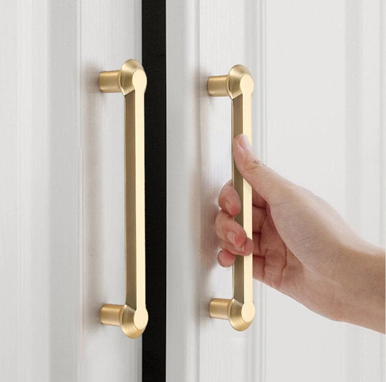 Luxury Gold Metal Cabinet Knobs Drawer Pulls Kitchen Closet Dresser Furniture Modern Minimalist Art Deco Neoclassical Satin Finish Look