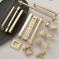 Luxury Gold Metal Cabinet Knobs Drawer Pulls Kitchen Closet Dresser Furniture Modern Minimalist Art Deco Neoclassical Satin Finish Look