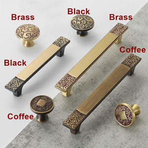Solid Brass Square Cabinet Pulls & Knobs - Black Finish Hardware - #3 Brass 96mm / 1pc
