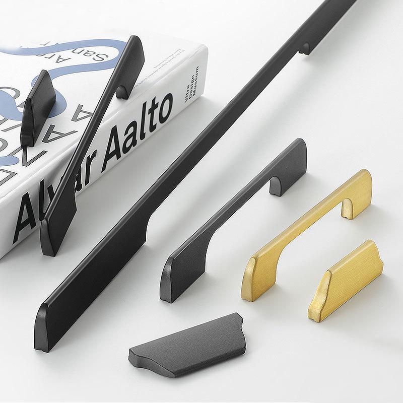 Minimalist Solid Brass Cabinet Pulls Drawer Handles Matte Black Graphite Gray Brushed Gold Modern Kitchen Wardrobe Dresser Office Furniture