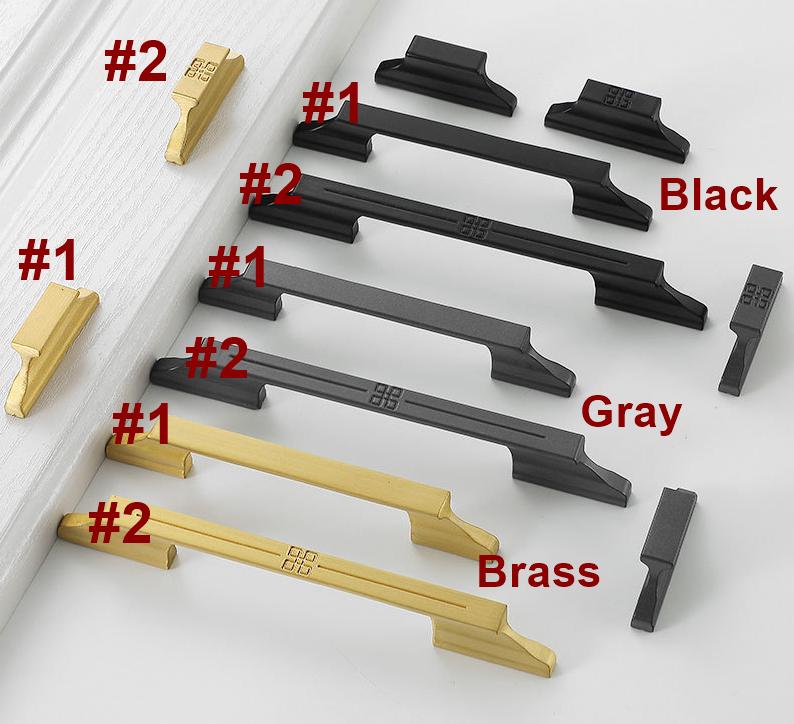 Oriental Inspired Modern Solid Brass Cabinet Pulls Matte Black Gunmetal Brushed Gold Symbolic Detailing Kitchen Drawer Wardrobe Furniture
