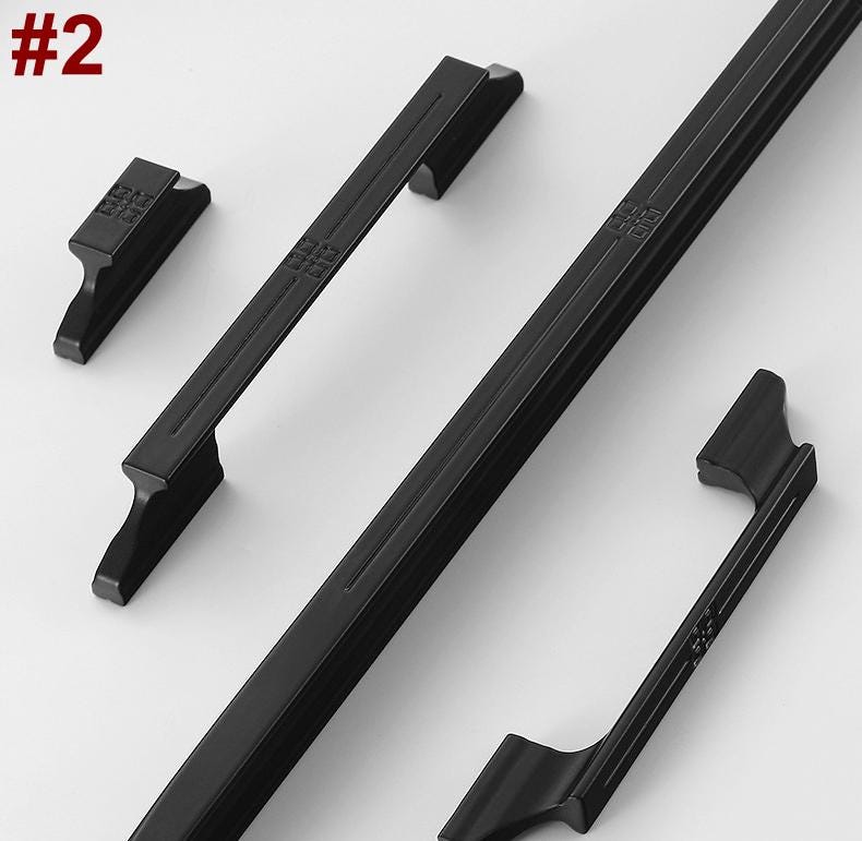 Oriental Inspired Modern Solid Brass Cabinet Pulls Matte Black Gunmetal Brushed Gold Symbolic Detailing Kitchen Drawer Wardrobe Furniture