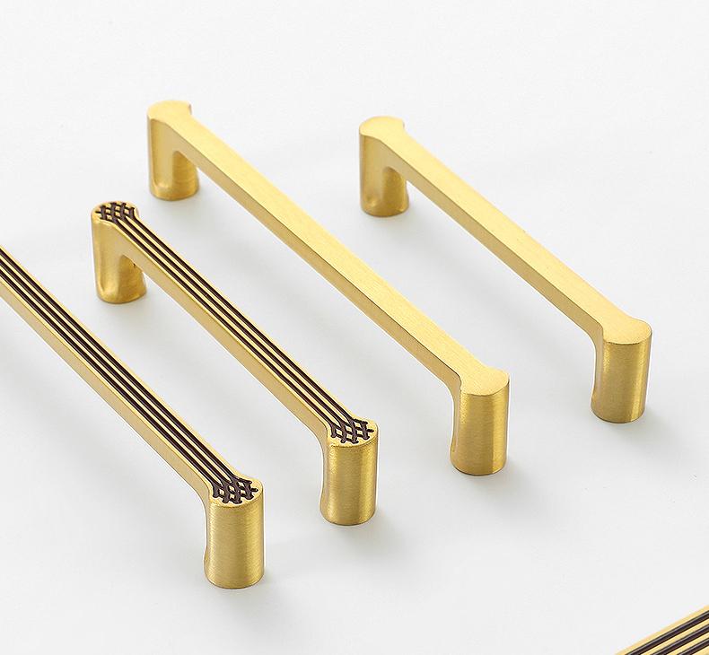 Minimalist Solid Brass Cabinet Handles Japanese Inspired Detailing Matte Black Graphite Gray Brushed Gold Drawers Kitchen Wardrobe Furniture