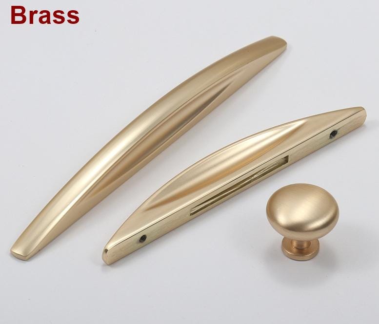 Modern Minimalist Metal Drawer Pulls Cabinet Knobs Glossy Gold Matte Black Brushed Kitchen Furniture Interior Design Upgrade