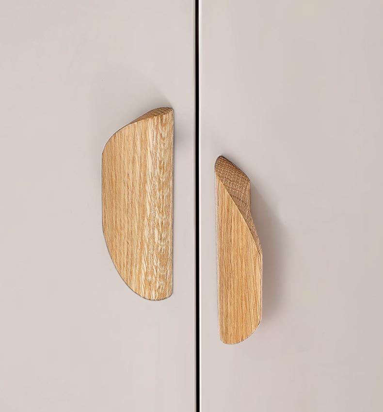 Wood Drawer Handles Modern Scandinavian Cabinet Pulls Black Oak Walnut Kitchen Dresser Closet Furniture Eco Friendly Minimalist Interior
