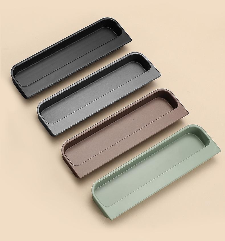 Modern Minimalist Recessed Drawer Handles Metal Cabinet Wardrobe Furniture Scandinavian Style Hidden Pulls Matte Black Green Gray Brown
