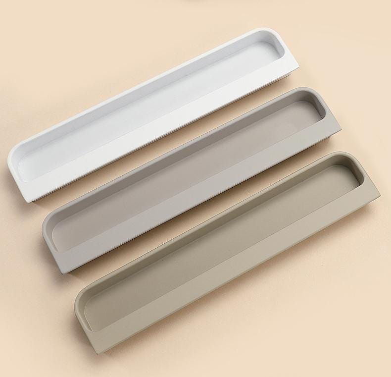Modern Minimalist Recessed Drawer Handles Metal Cabinet Wardrobe Furniture Scandinavian Style Hidden Pulls Matte Black Green Gray Brown
