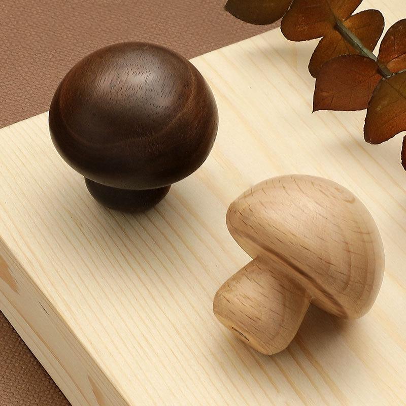 Wood Mushroom Metal Cabinet Knobs Drawers Dresser Closet Nursery Furniture Minimalist Scandinavian Style Eco Natural Handle Walnut And Beech