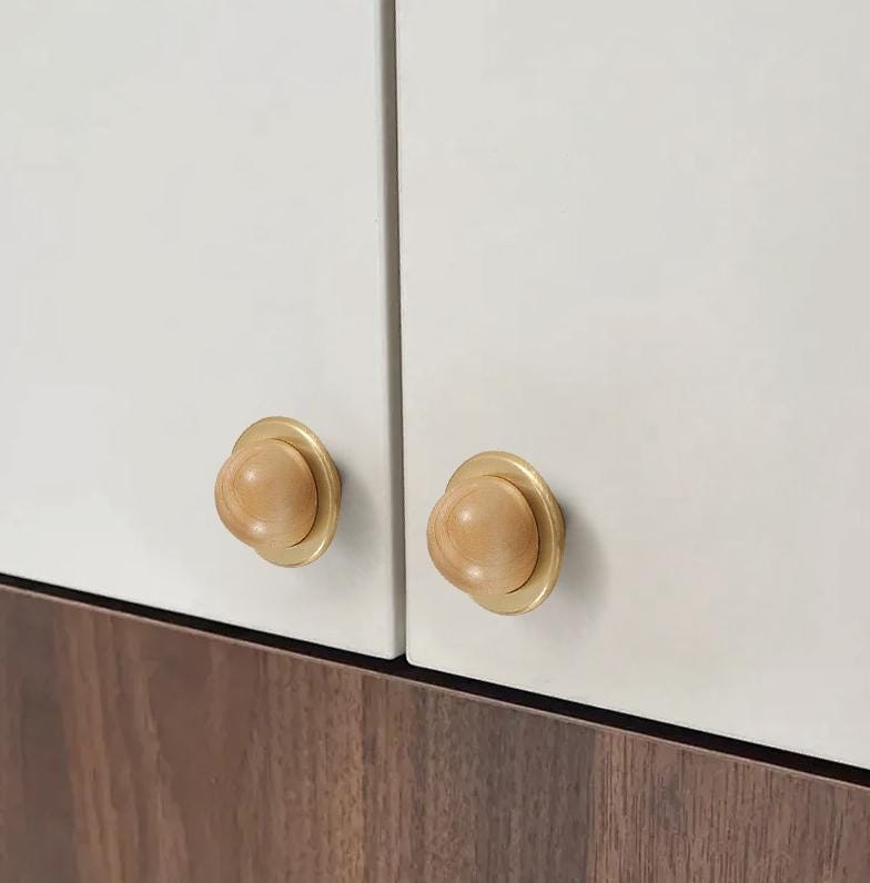 Solid Brass Wood Cabinet Handles Drawer Pulls Kitchen Dresser Wardrobe Vintage Rustic Retro Style T Bar Knobs Gold Furniture Hardware