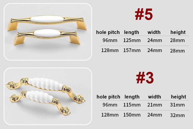 Elegant Classic White Ceramic Gold Metal Cabinet Handles Knobs Drawer Furniture Baroque Style Pulls Retro Art Deco Decorative Hardware