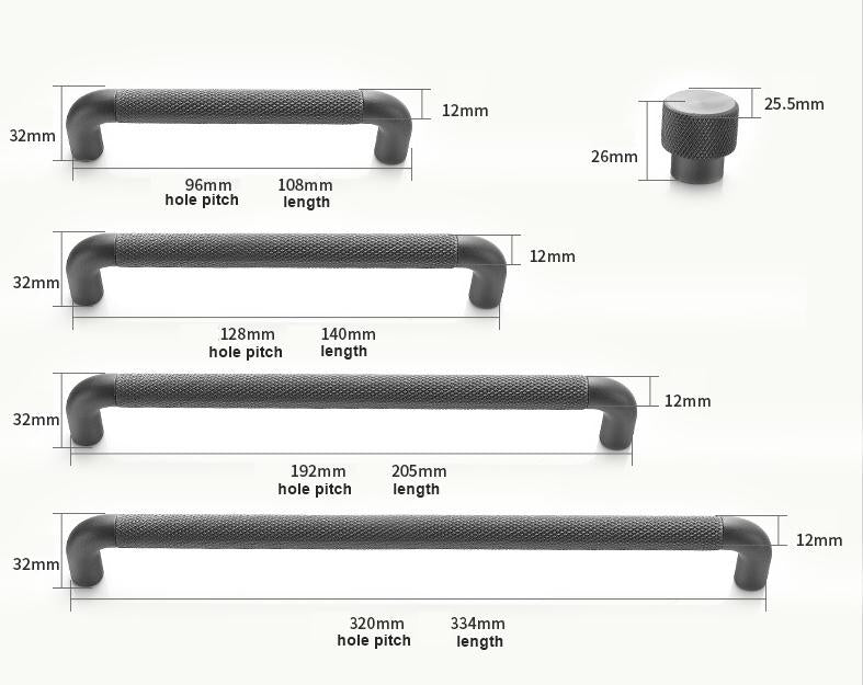Modern Industrial Metal Cabinet Drawer Handles Knurled T Bar Pulls Kitchen Wardrobe Cupboard Minimalist Furniture Hardware Coffee Gray