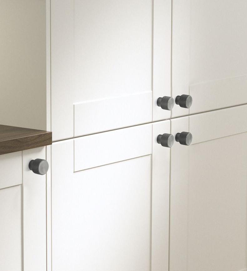 Modern Industrial Metal Cabinet Drawer Handles Knurled T Bar Pulls Kitchen Wardrobe Cupboard Minimalist Furniture Hardware Coffee Gray