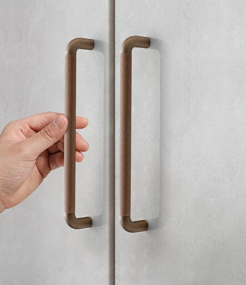Modern Industrial Metal Cabinet Drawer Handles Knurled T Bar Pulls Kitchen Wardrobe Cupboard Minimalist Furniture Hardware Coffee Gray
