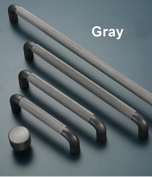 Alloy Knurled Cabinet Pulls & Knobs - Bronze Finish for Wardrobes - 128mm Gray / 1pc