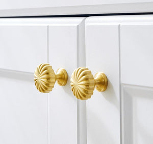 Solid Brass Floral Cabinet Pulls & Knobs - Matte Gold Finish - view 7