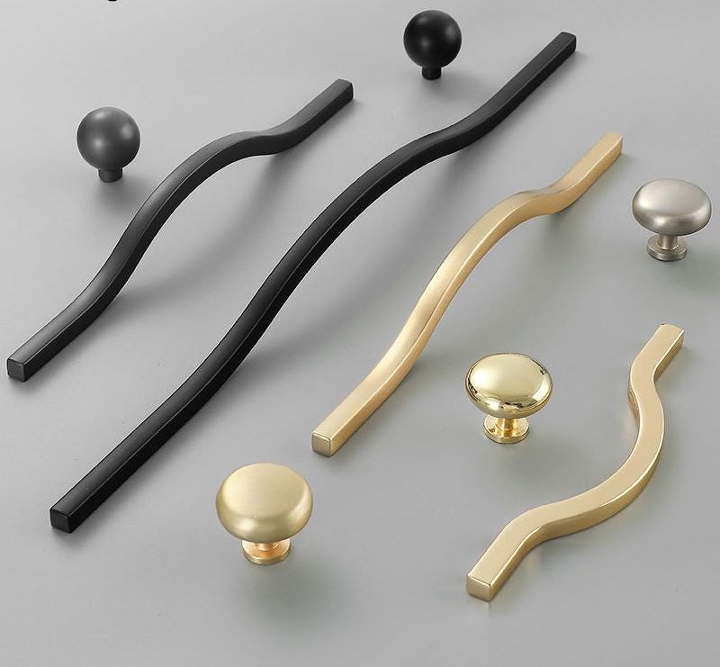 Alloy Minimalist Cabinet Pulls & Knobs - Black Finish for Cabinets - #3 Black 288/320mm / 1pc
