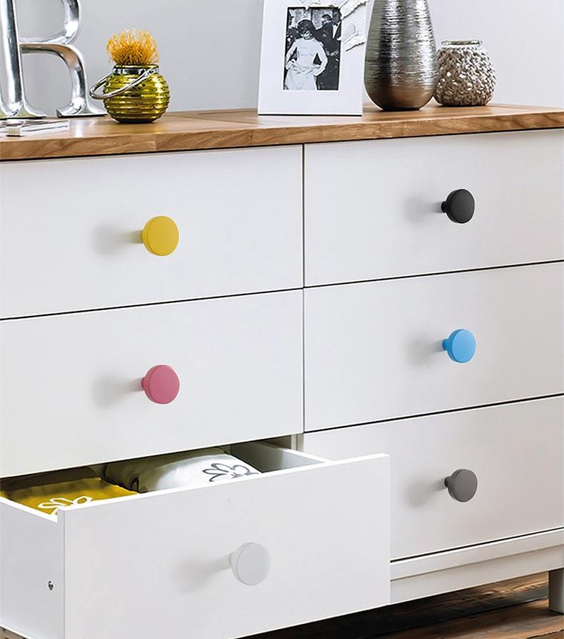 Colorful Modern Minimalist Metal Cabinet Knobs Multicolor Drawer Pulls Round Handles Kitchen Bedroom Furniture Contemporary Decor Hardware