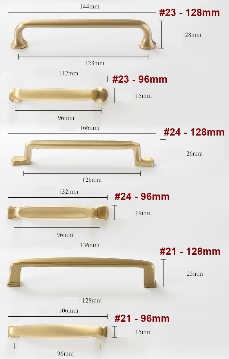 Solid Brass Vintage Cabinet Pulls & Knobs - Brushed Gold Finish - #4 / 1pc