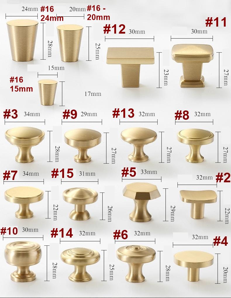 Brushed Gold Solid Brass Cabinet Pulls Knobs Modern Minimalist Handles Kitchen Drawers Doors Dressers Furniture Scandinavian Hardware