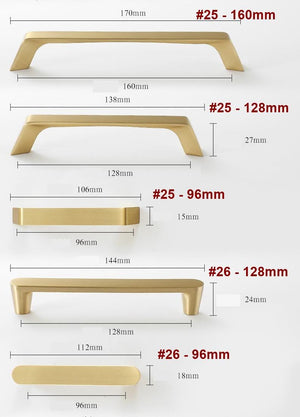 Solid Brass Vintage Cabinet Pulls & Knobs - Brushed Gold Finish - #6 / 1pc