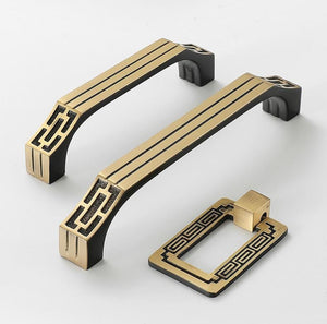 Solid Brass Oriental Cabinet Pulls & Knobs - Antique Bronze Finish - #3 Black / 1pc