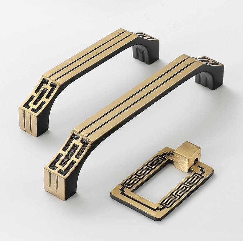 Solid Brass Oriental Cabinet Pulls & Knobs - Antique Bronze Finish - #3 Black / 1pc