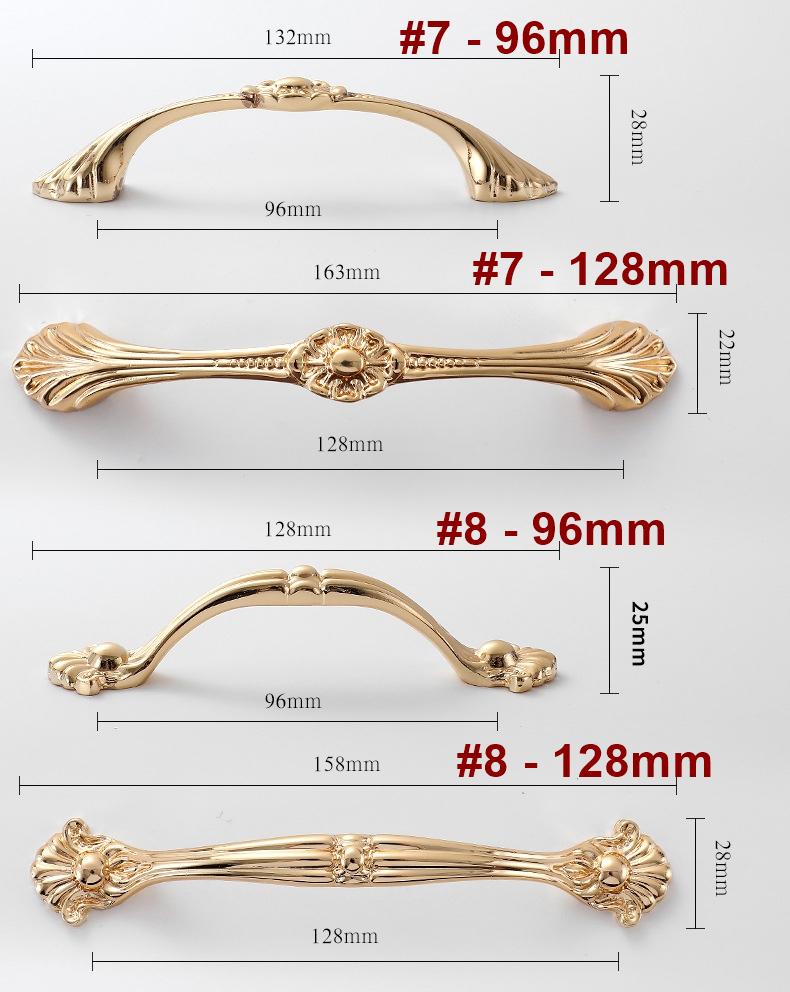 Solid Brass Floral Cabinet Pulls & Knobs - Gold Finish for Cabinets - #4 - 96mm / 1pc