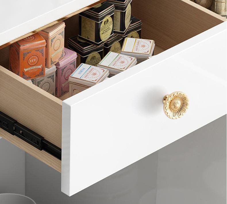 Baroque Vintage Gold Plated Solid Brass Cabinet Pulls Knobs Decorative Classic Floral  Handles Dresser Wardrobe Kitchen Furniture