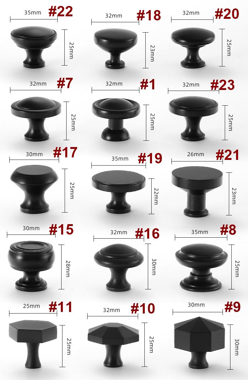 Solid Brass Geometric Cabinet Pulls & Knobs - Black Finish Hardware - #3 / 1pc