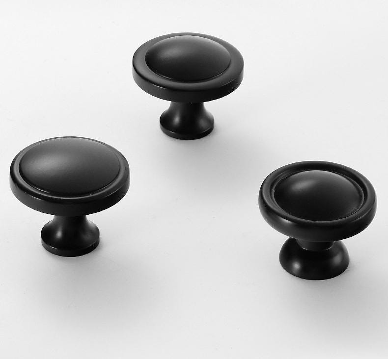Solid Brass Geometric Cabinet Pulls & Knobs - Black Finish Hardware - #9 / 1pc