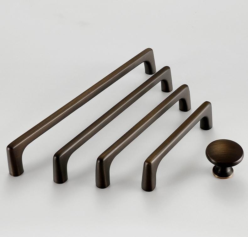 Solid Brass Round Cabinet Ring Pulls - Matte Gold Finish Hardware - #2 Black / 1pc