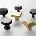 Solid Brass Geometric Cabinet Pulls & Knobs - Brushed Gold Finish - #1 Brass / 1pc