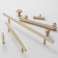 Modern Gold Solid Brass Cabinet Handles Brushed Brass Drawer Pulls Knobs Kitchen Wardrobe Dresser Minimalist Tapered Furniture Hardware Set