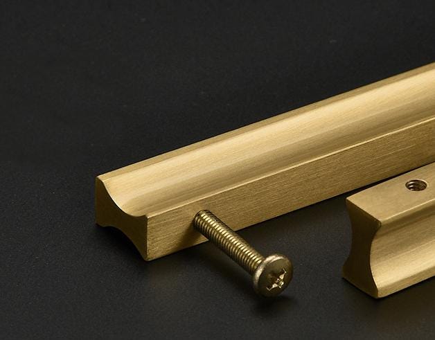 Solid Brass Geometric Cabinet Pulls & Knobs - Brushed Gold Finish - #4 Brass 96mm / 1pc
