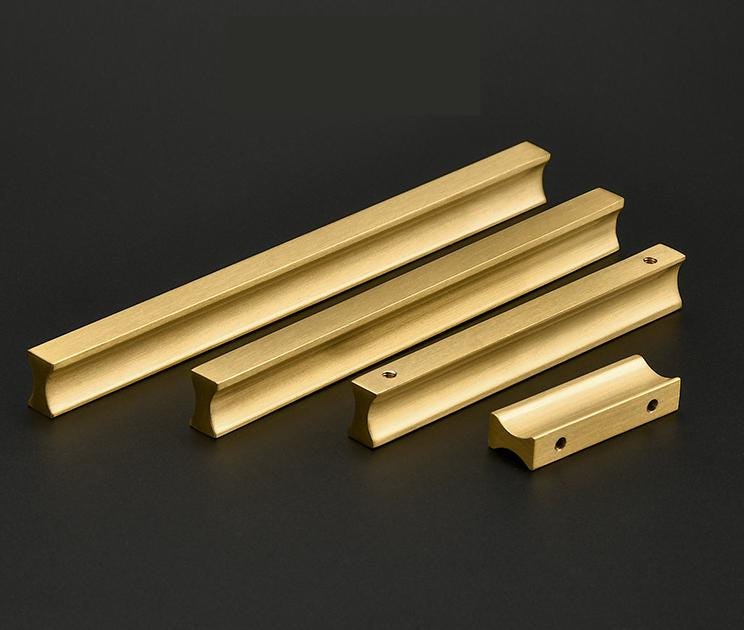 Modern Classic Solid Brass Cabinet Handles Brushed Gold Matte Black Pulls Kitchen Wardrobe Dresser Minimalist Furniture Hardware Geometric