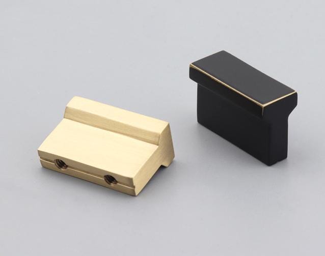 Modern Minimalist Solid Brass Cabinet Handles Black Gold Drawer Pulls Kitchen Wardrobe Dresser Metal Furniture Hardware Square Edge Design
