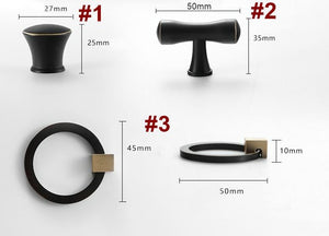 Solid Brass Mid-Century Cabinet Pulls & Knobs - Black Finish - #1 Black / 1pc