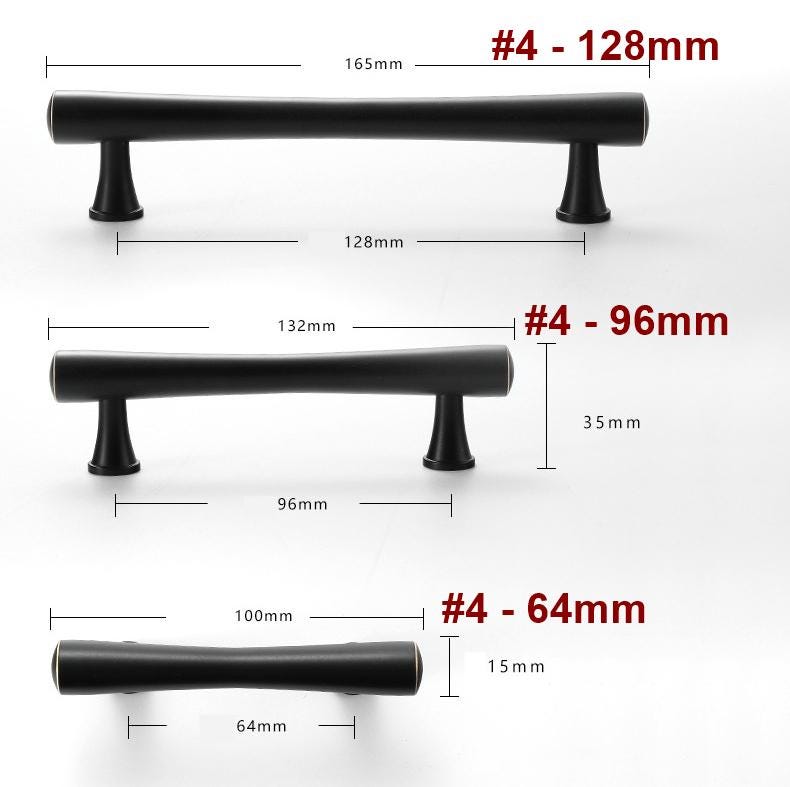 Solid Brass Mid-Century Cabinet Pulls & Knobs - Black Finish - #1 Coffee / 1pc