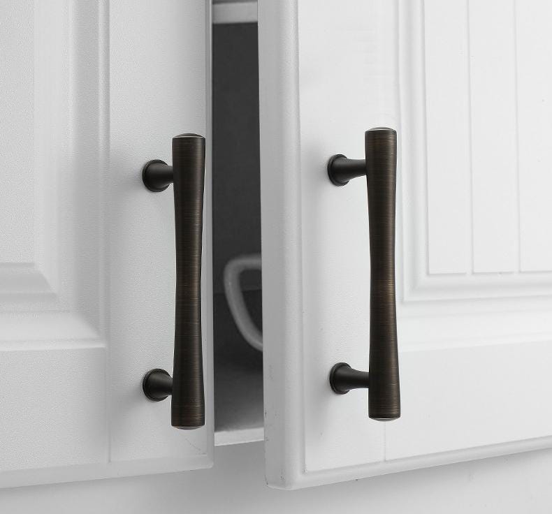 Mid-Century Modern Solid Brass Cabinet Handles Gold Black Dresser Pulls Curved Design Vintage Drawer Knobs Kitchen Closet Furniture Decor
