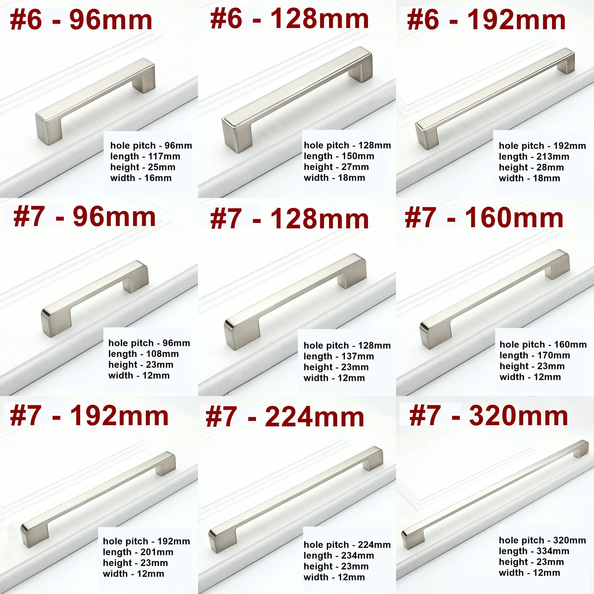 Modern Brushed Nickel Metal Cabinet Handles Minimalist Drawer Pulls Kitchen Wardrobe Dresser Furniture Hardware Sleek Satin Silver Knobs