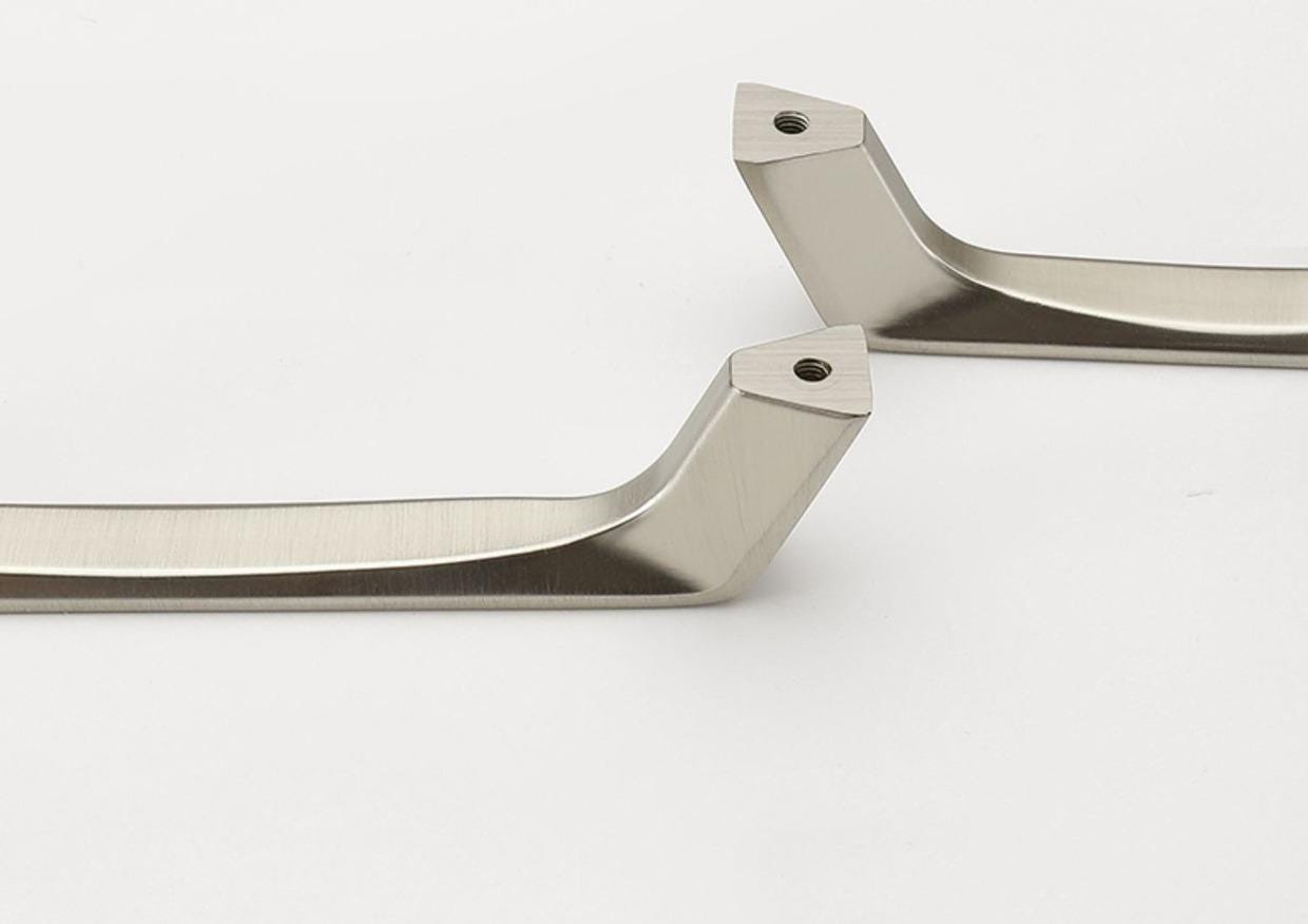 Modern Brushed Nickel Metal Cabinet Handles Minimalist Drawer Pulls Kitchen Wardrobe Dresser Furniture Hardware Sleek Satin Silver Knobs