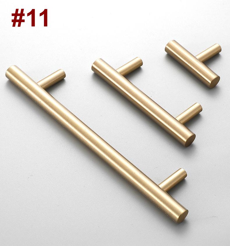 Brushed Solid Brass Cabinet Handles Knobs Set Modern Art Deco Minimalist Classic Style Pulls Kitchen Cabinets Dresser Drawers Furniture