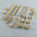 Luxury Brushed Gold Solid Brass Cabinet Pulls Knobs Modern Classic Minimalist Handles Art Deco Style Kitchen Cabinets Drawers Furniture