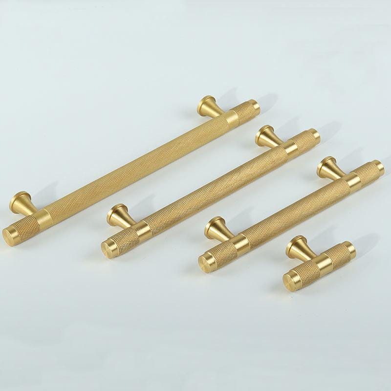 Knurled Solid Brass Drawer Pulls Industrial Modern Textured Cabinet Handles Brushed Finish Kitchen Bathroom Furniture Renovation Projects