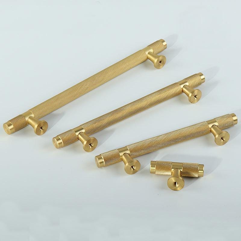 Knurled Solid Brass Drawer Pulls Industrial Modern Textured Cabinet Handles Brushed Finish Kitchen Bathroom Furniture Renovation Projects