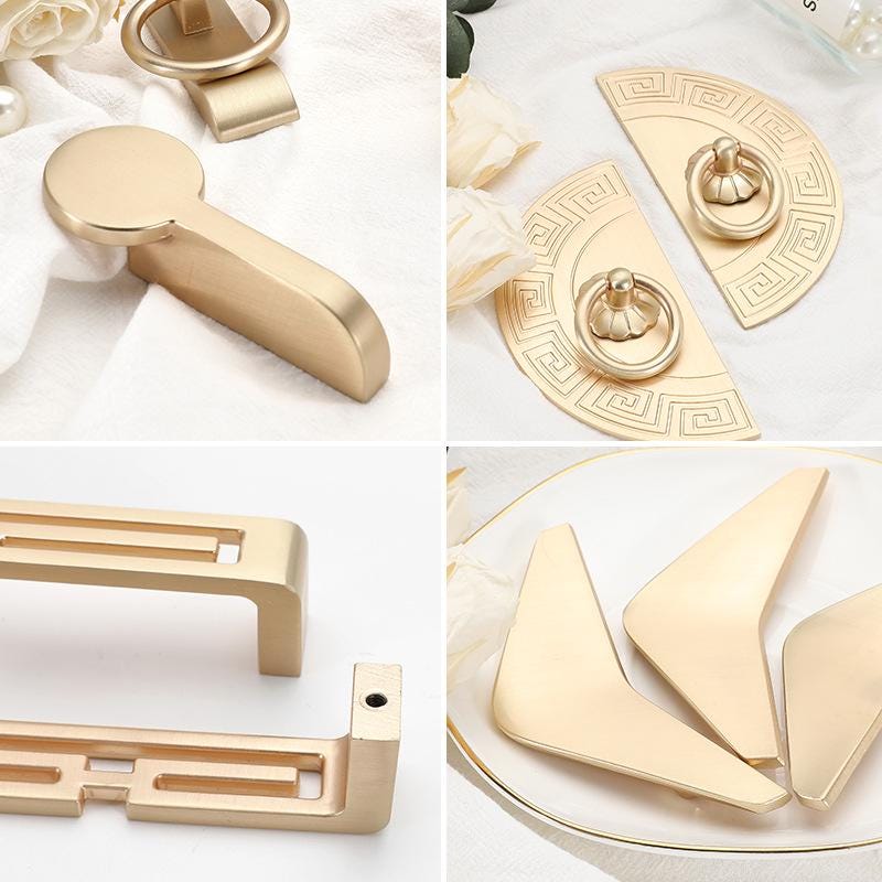 Oriental Chinese Style Gold Metal Cabinet Handles Pulls Vintage Decorative Furniture Knobs Wardrobe Drawer Door Dresser Cupboard Hardware